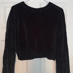Velvet Bell-Sleeve Crop Top